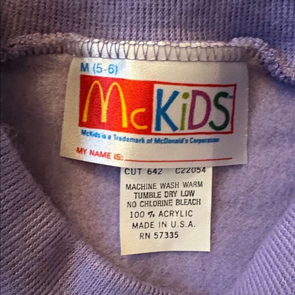 NWT Vintage McKids 80s Purple Sweatshirt sz M